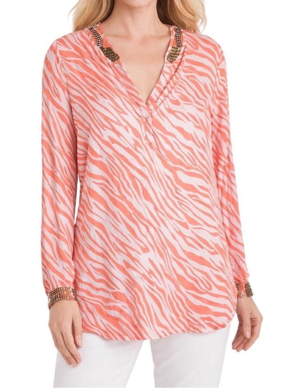 Chico’s Embellished Zebra Tunic